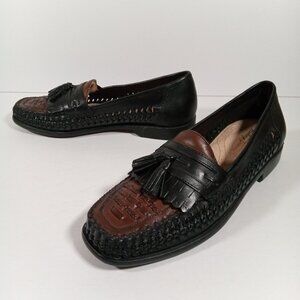 Brass Boot Walking Gloves Loafer Shoes Men 8.5 M Woven Leather Tassel Slip On